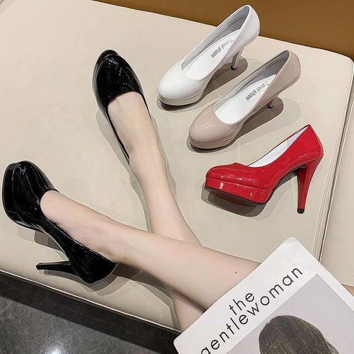 Damen Glamouröse Plateau-Pumps mit hochglänzendem Finish und elegantem Design EB