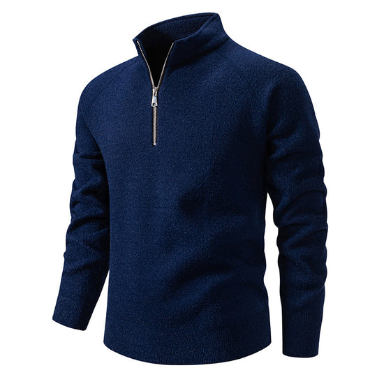 Herren Rollkragenpullover mit modernem Reißverschluss und strukturiertem Design EB