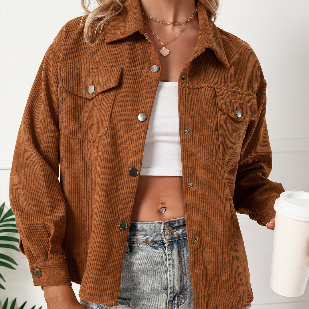 Damen Cordjacke im Oversized-Stil EB