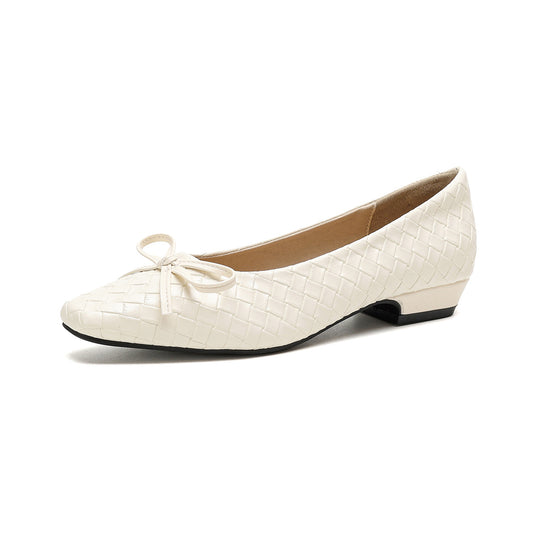 Damen Ballerinas mit hochwertigem geflochtenem Design und zartem Schleifendetail EB