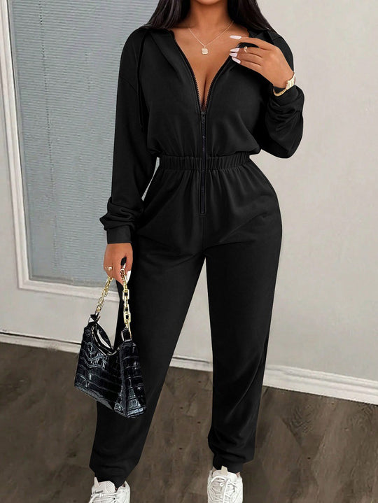 Damen stylischer Kapuzen-Jumpsuit EB