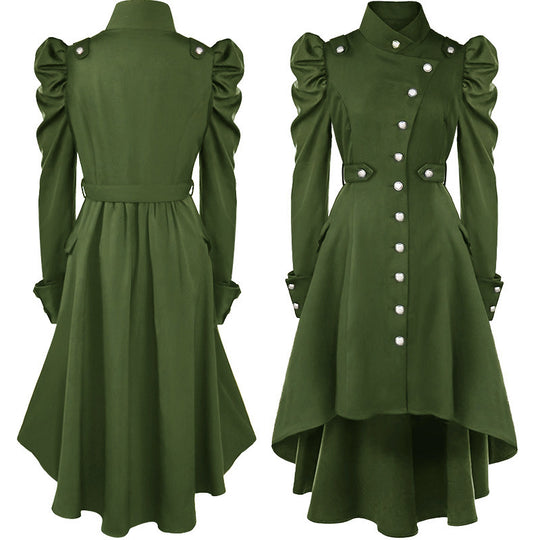 Damen nan romantisches Maxikleid mit Carmen-Ausschnitt, Puffärmeln, tailliertem Mieder und seitlicher Raffung Eb