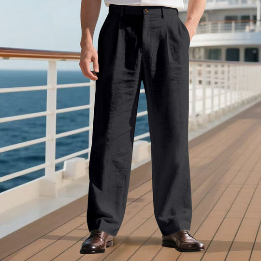 Herren elegante Freizeit-Hose mit weichem Stoff und weitem Schnitt EB