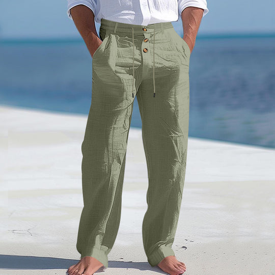 Herren lässige Strandhose mit elastischem Bund und Druckknopf EB