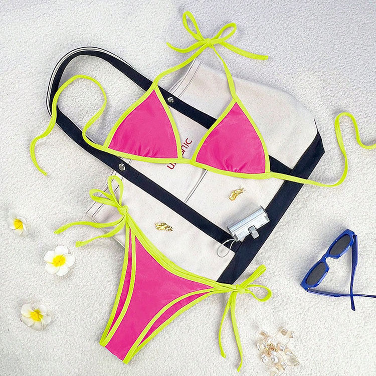 Damen Triangel-Bikini mit verspieltem Schnürdesign EB