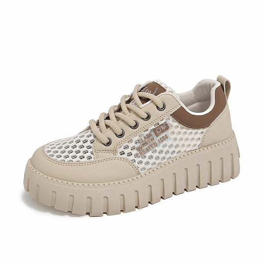 Damen modische Plateau-Sneaker mit atmungsaktivem Netz und robustem Sohlenprofil EB