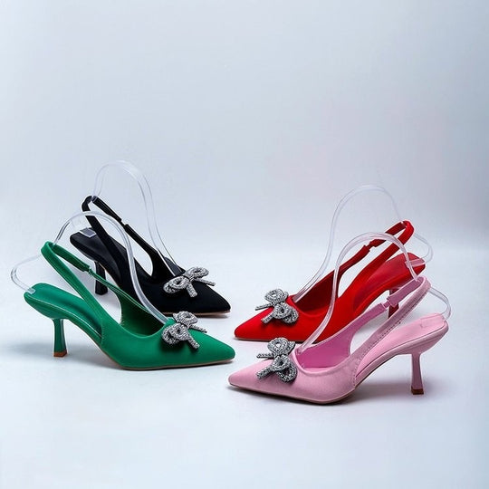 Damen Slingback Pumps mit funkelndem Schleifen-Detail EB