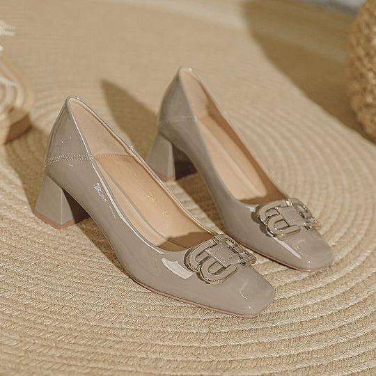 Damen elegante und modische Absatzschuhe mit quadratischer Zehenkappe EB