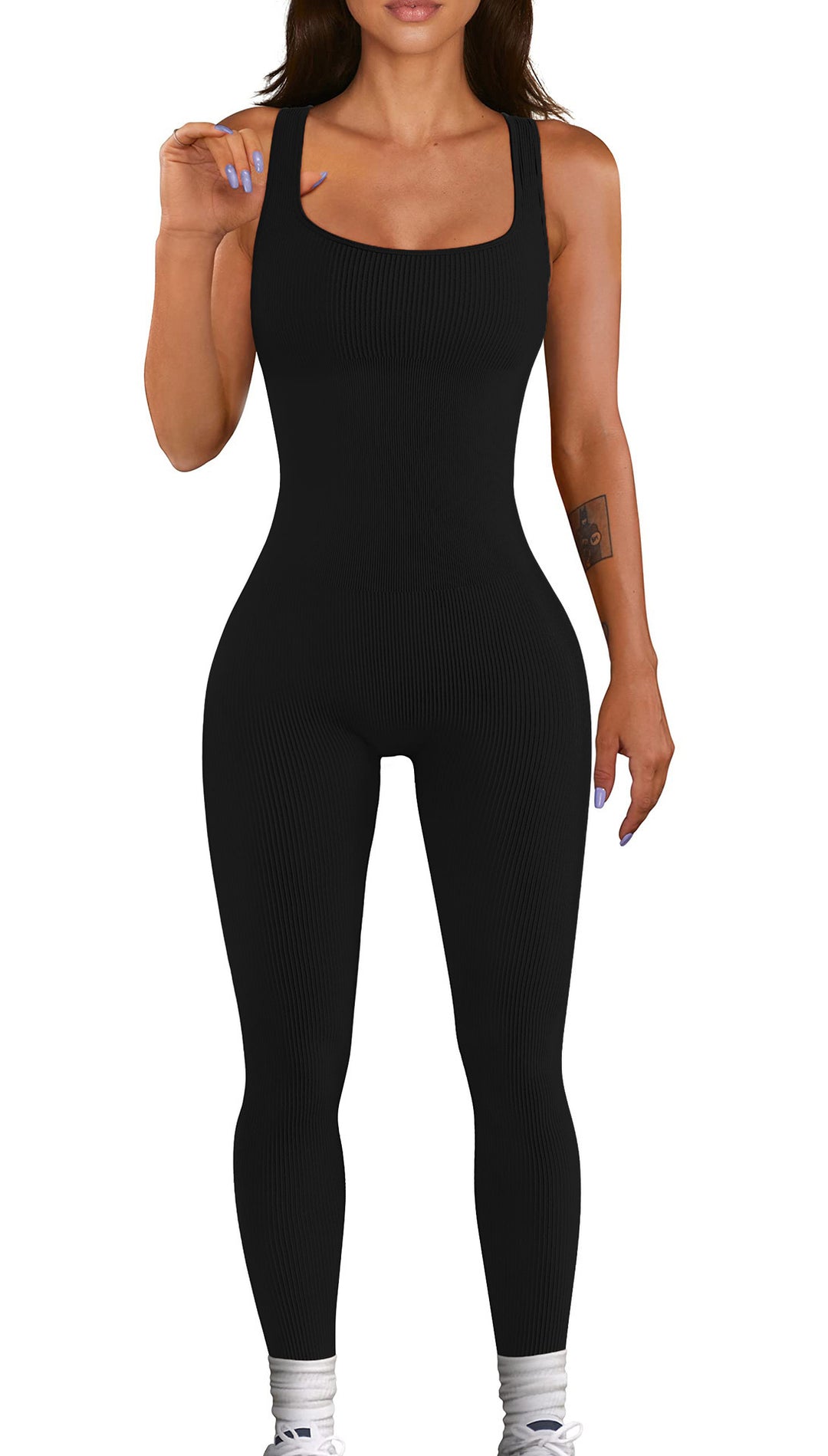 Damen Fashion-Leggings-Overall mit modischem Ripp-Design EB