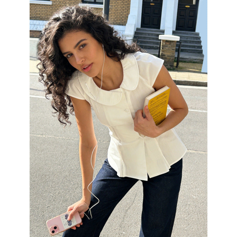 Damen Blusenshirt mit elegantem Kragen und tailliertem Schnitt EB