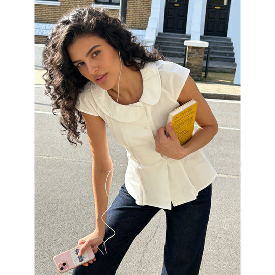 Damen Blusenshirt mit elegantem Kragen und tailliertem Schnitt EB