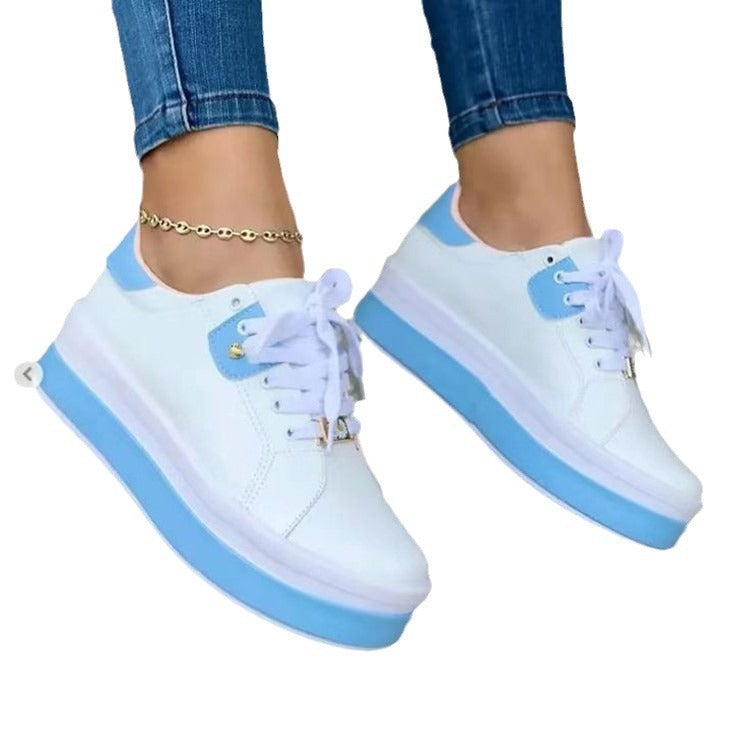 Damen Sneaker mit hohem Plateau und modischer Schnürung EB