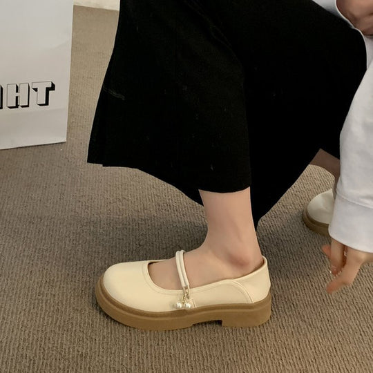Damen elegante Mary Jane Schuhe mit modischen Perlenakzenten EB