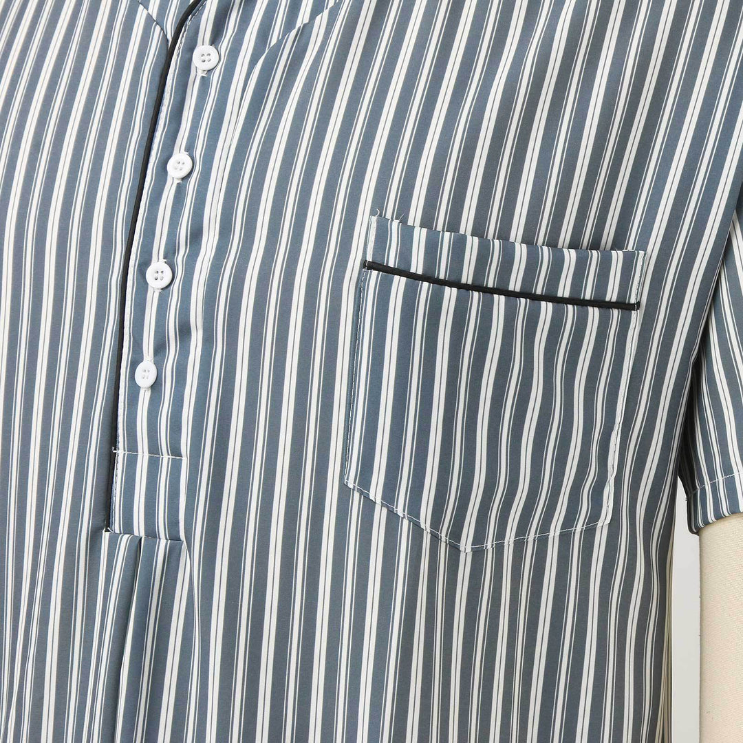 Damen Nachthemd mit eleganten Streifen und praktischer Knopfleiste EB