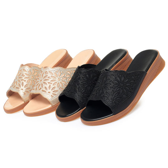 Damen elegante und komfortable Riemchensandalen mit floralem Design EB