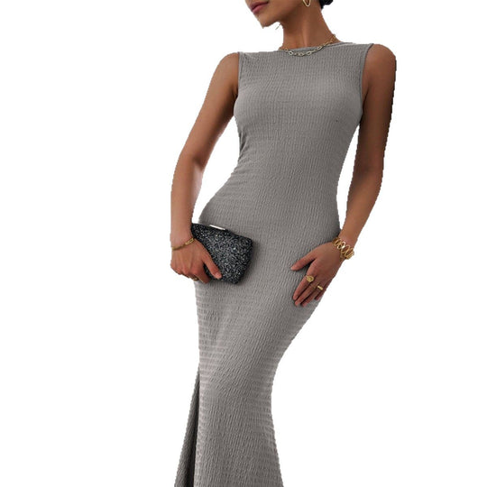 Damen figurbetontes Maxikleid mit elegantem Strukturdesign EB