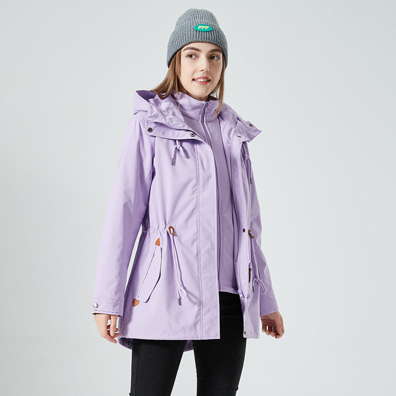 Damen wasserfeste Übergangsjacke mit verstellbarem Kapuzensystem und praktischen Taschen EB