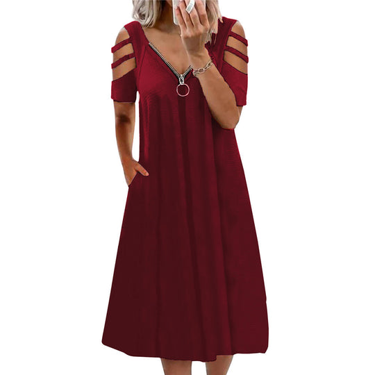 Damen Kleid mit offenen Schultern und tiefem V-Ausschnitt EB