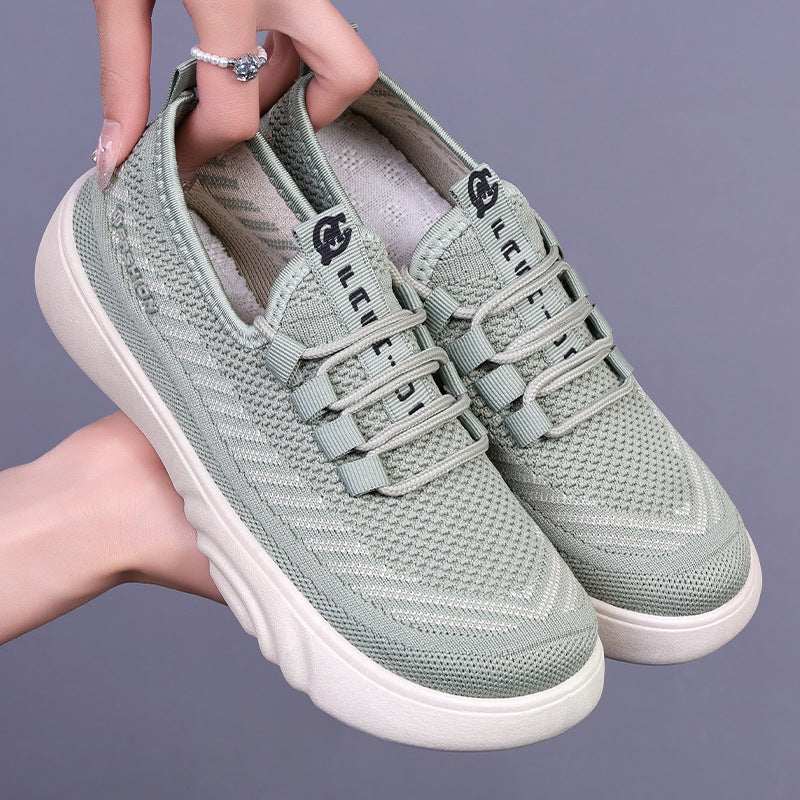 Damen Leichte Freizeit Sneakers mit elastischem Strickdesign und rutschfester Sohle EB
