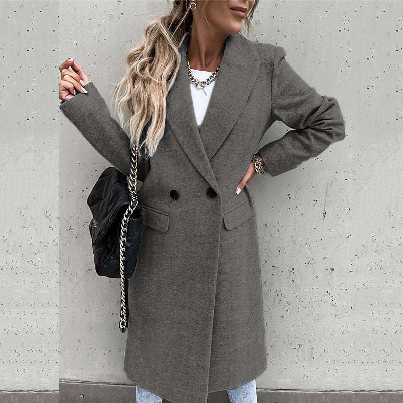 Damen eleganter Wollmantel im Oversized-Stil EB
