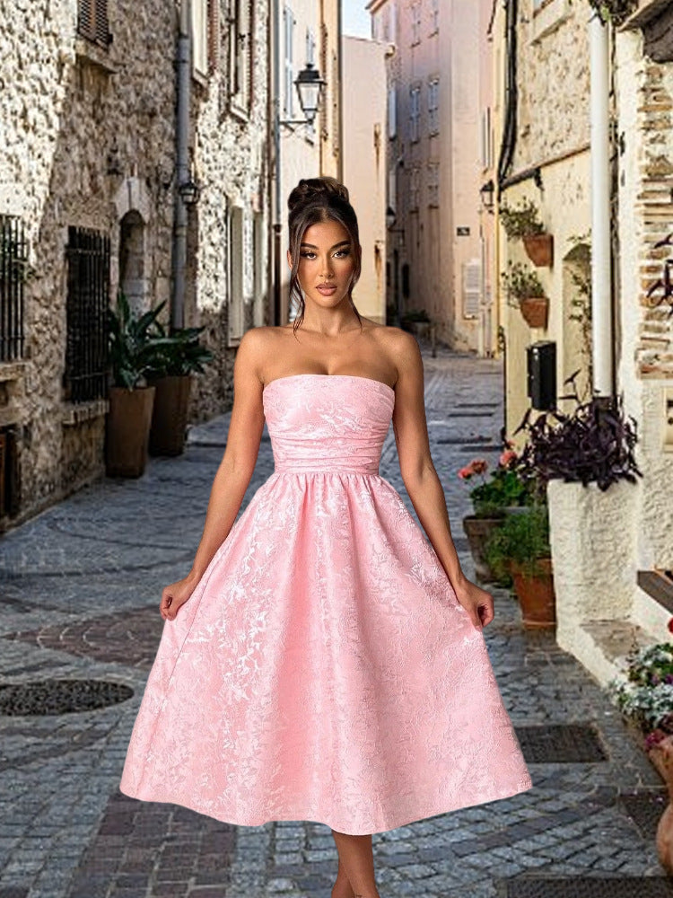 Damen Cocktailkleid mit elegantem Bustier-Oberteil und schwingendem Rock EB