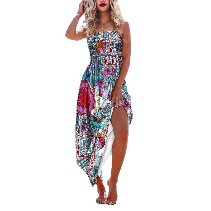 Damen Maxikleid im modernen Bohème-Stil mit dekorativem Muster EB