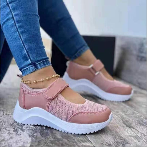 Damen Bequeme Velours-Laufschuhe mit Klettverschluss EB