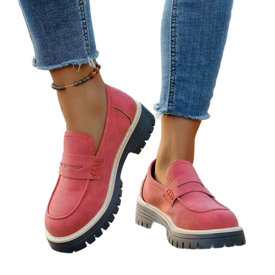 Damen Mokassin-Slipper mit rutschfester Profilsohle und modischer Lederoberfläche EB