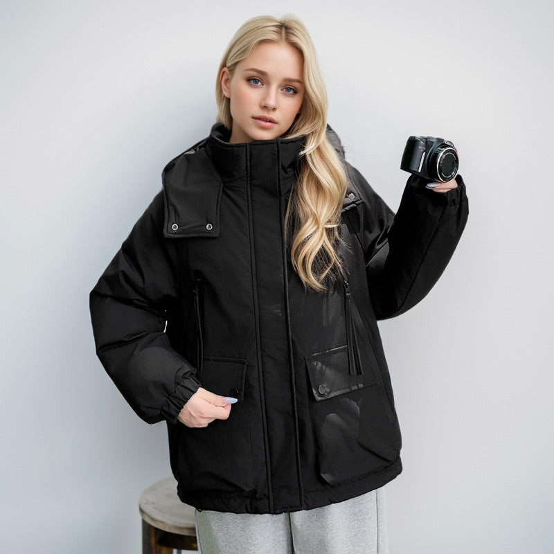 Damen sportliche Übergangsjacke mit vielfältigen Taschen und verstellbarem Kragen EB
