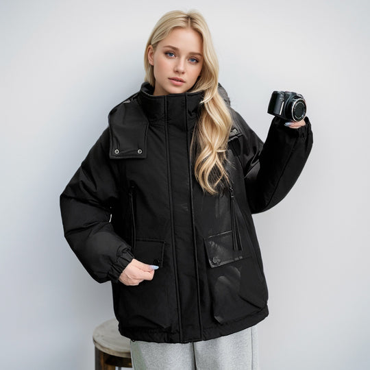 Damen sportliche Übergangsjacke mit vielfältigen Taschen und verstellbarem Kragen EB