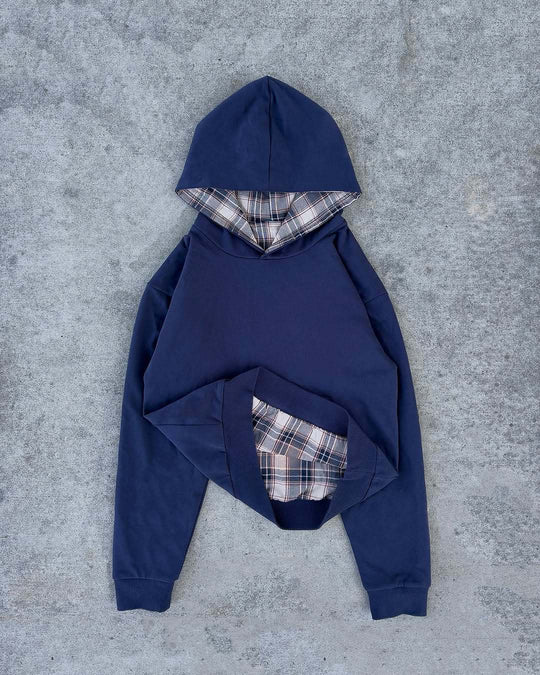 Damen Kapuzenpullover mit modernem Karo-Futter EB
