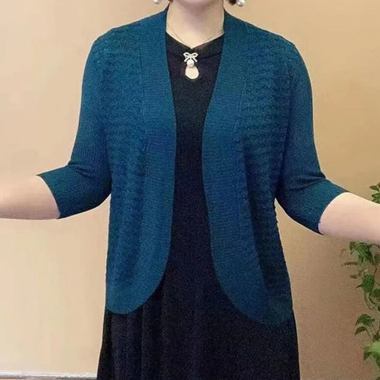 Damen Strickjacke mit 3/4-Ärmeln und strukturiertem Muster EB