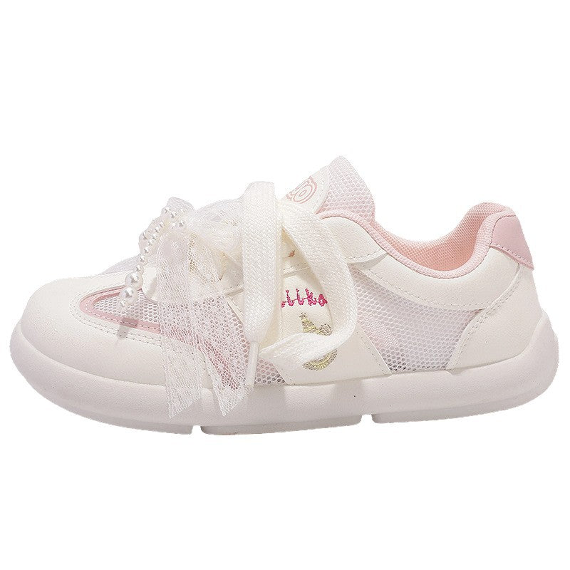 Damen Sneakers mit verspielten Rüschen und luftiger Mesh-Oberfläche EB