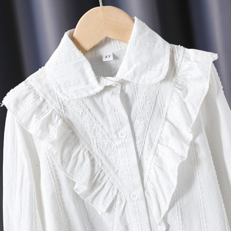Damen Bluse mit Rüschendetails und feinen Stickereien EB