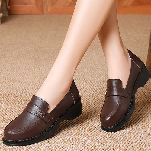 Damen Elegante Mokassins mit praktischem und ergonomischem Blockabsatz EB