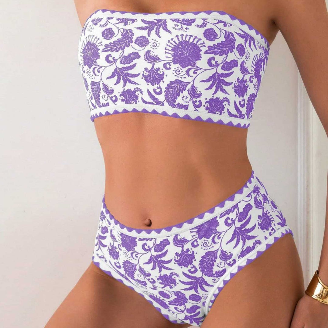 Damen Bandeau-Bikini mit trendigem floralen Design EB