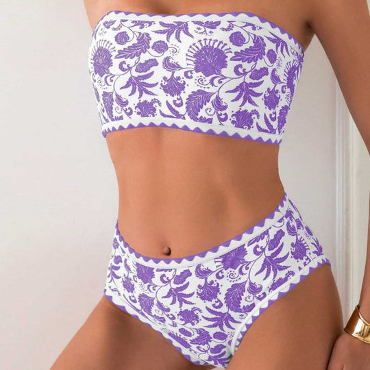 Damen Bandeau-Bikini mit trendigem floralen Design EB