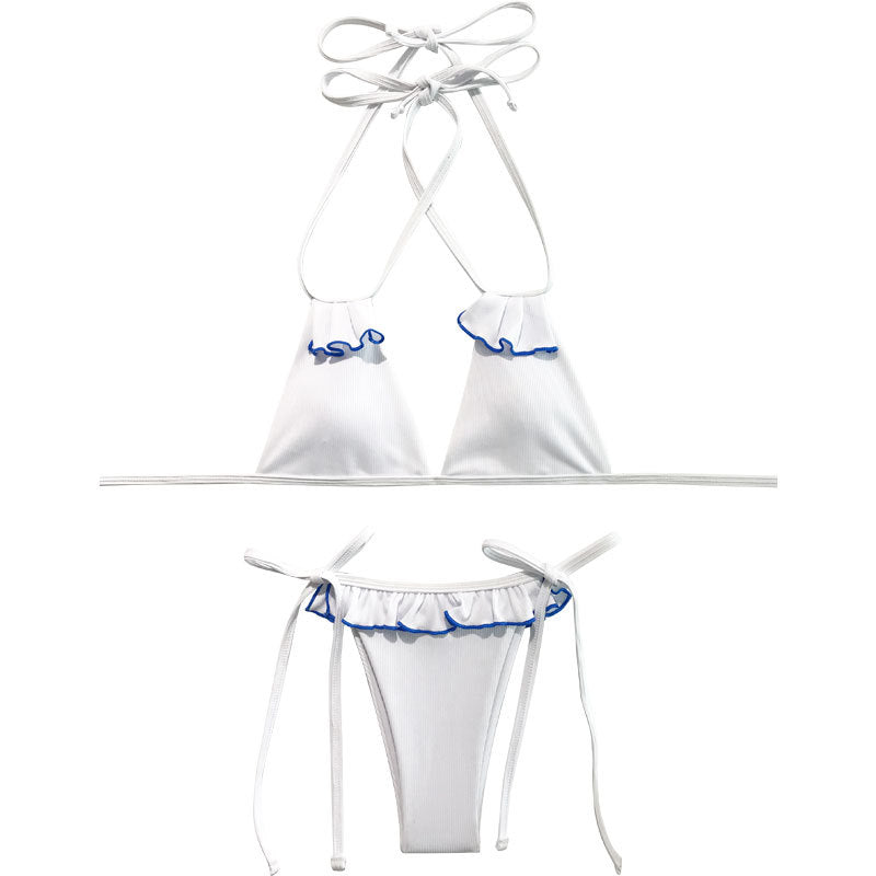 Damen Triangel-Bikini mit Rüschen und einzigartigem Schnitt EB