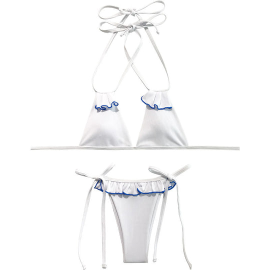 Damen Triangel-Bikini mit Rüschen und einzigartigem Schnitt EB