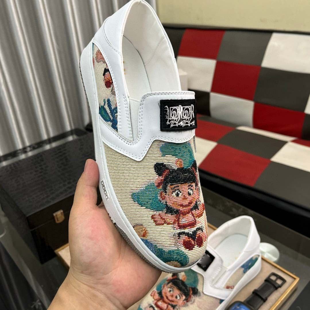Damen Slip-On Sneakers mit kreativem Motiv und ergonomischem Komfort EB