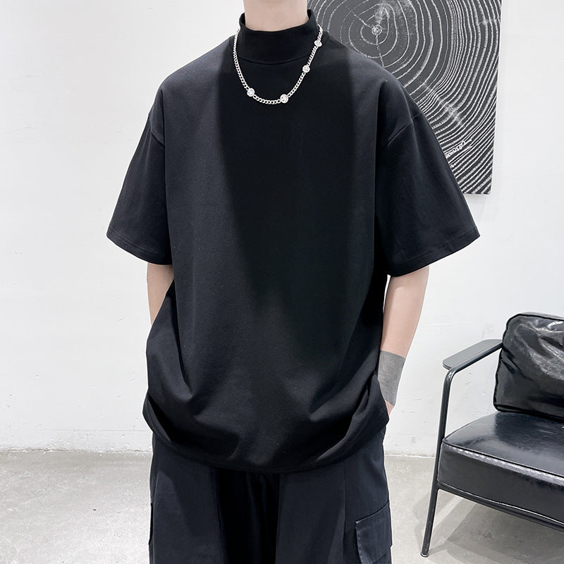 Herren nan oversized Rollkragen-T-Shirt mit halblangen Ärmeln und lässiger Boxy-Passform EB