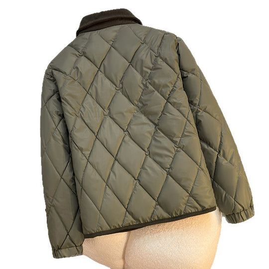 Damen Leicht isolierte Steppjacke mit kontrastierendem Kragen und praktischen Taschen EB