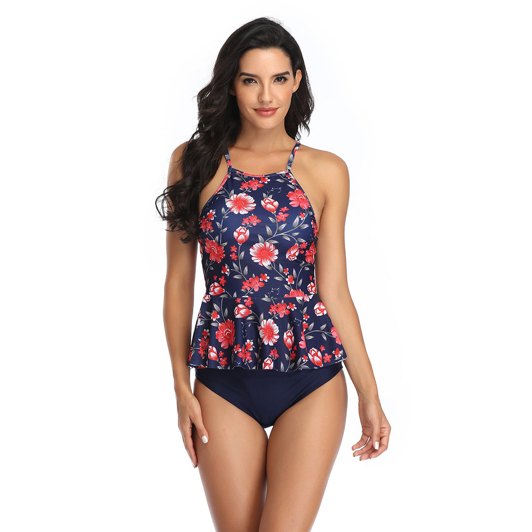 Damen Bademode mit femininer Rüsche und floralen Applikationen EB