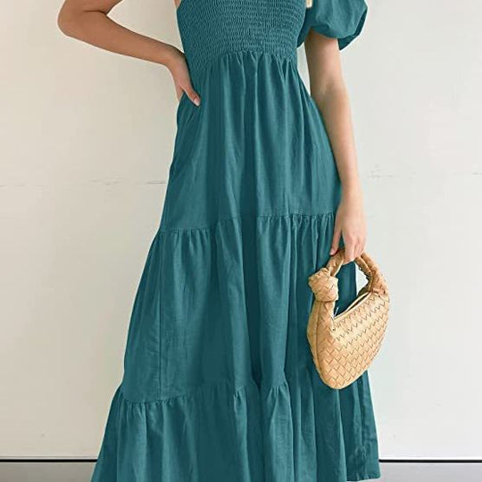Damen Maxikleid mit asymmetrischem Träger und fließendem Schnitt EB