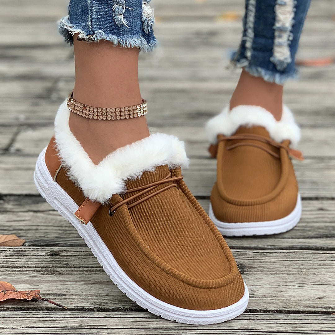 Damen Flauschige Slip-On Hausschuhe mit weichem Innenfutter EB