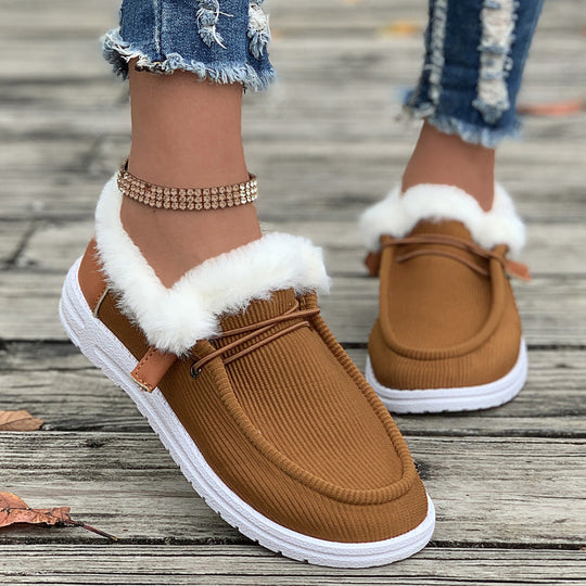 Damen Flauschige Slip-On Hausschuhe mit weichem Innenfutter EB