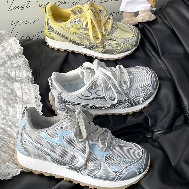 Damen Sportliche Lauf-Sneaker mit atmungsaktiver Mesh-Oberfläche und stoßdämpfender Sohle EB