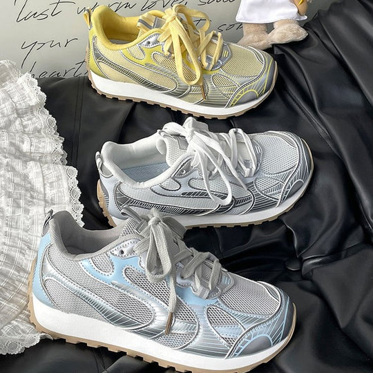 Damen Sportliche Lauf-Sneaker mit atmungsaktiver Mesh-Oberfläche und stoßdämpfender Sohle EB