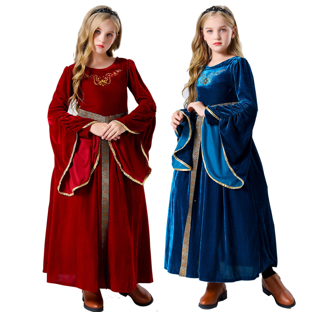 Mädchen Märchenhaftes Samtkleid mit eleganten Details EB