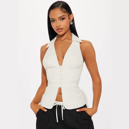 Damen elegant geschnittenes Wickeloberteil mit Knopfleiste und Kragen EB